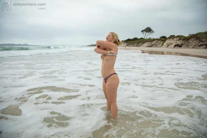 Aussie girl Juniper pissing and masturbating on the beach