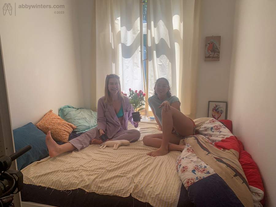 Behind the scenes at an Abby Winters photo shoot with Amalia